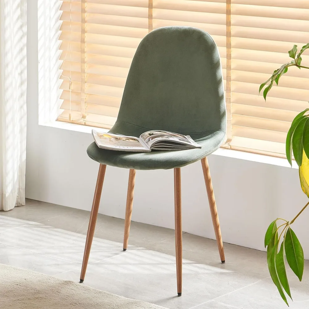 Ensemble de 4 chaises de salle à manger en velours vert, avec pieds en métal, pour cuisine, salon, chambre à coucher, restaurant