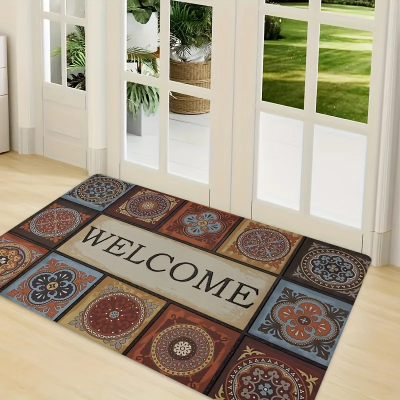 Vintage Welcome Doormat - Elegant Tile Design for a Classic Home Entrance, Perfect for Creating a Warm and Inviting Atmosphere