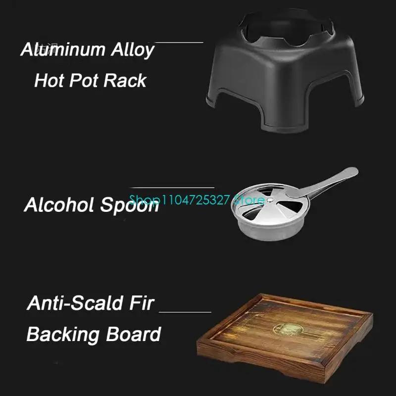 D8KF Alcohols Fuels Rice Steamer Pot With Wooden Lid For Outdoor Camping Cookware Set