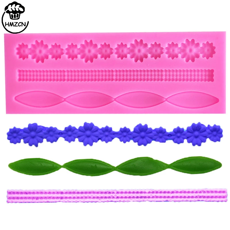 1PC 3D Lace Flower Bead Chain Silicone Fondant Mould Cake Decorating Baking Molds Sugar Paste Pastry Tools Baking Accessories