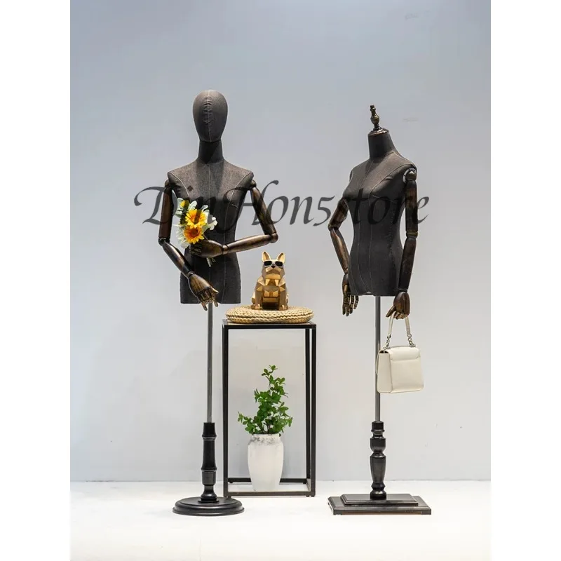 Clothing store high-end model props female half-body Shaxi gray cloth clothing window leading model