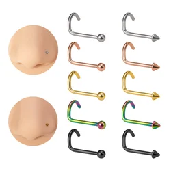 5Pcs 2mm Top Ball Cone Nose Stud Rings Women Surgical Steel Mix Color Screw Nose Piercing Nostril Jewelry Cartilage Earring 20G