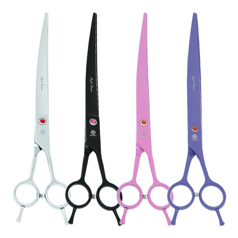 

9.0" Purple Dragon Pet Curved Grooming Scissors Dog Cat Haircut Shears Japan Steel Animals Cutting Shears Puppy Supplies B0063B