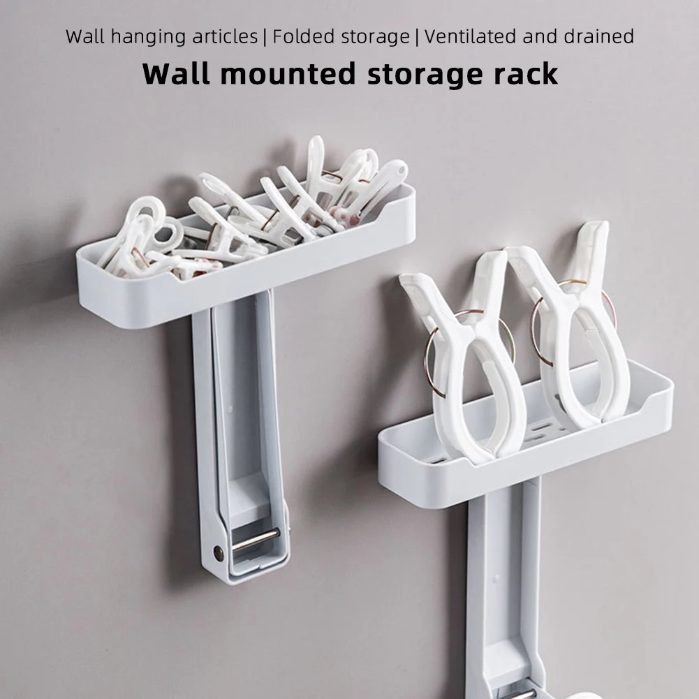 

Clothespin Storage Rack Free-punch Household Clothes Support Hook For Bathroom Balcony