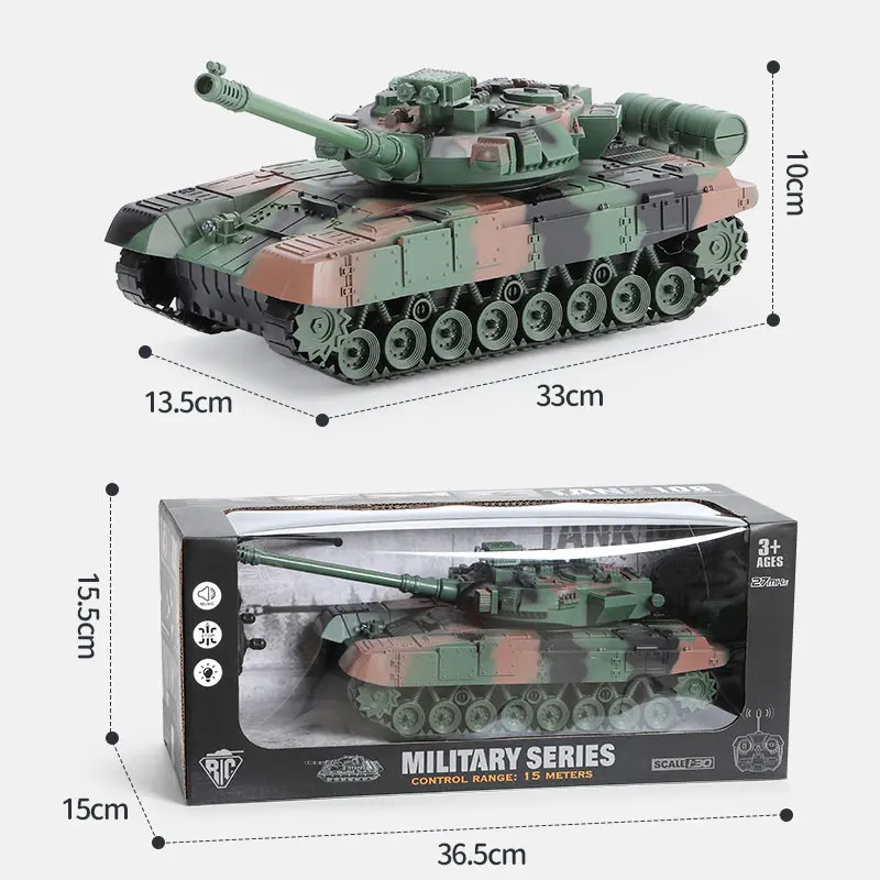 RC Tank Military War Remote Control Car With Sound Light Music Model Electric Rechargeable Tank Electronic Boy Toys Kids Gift