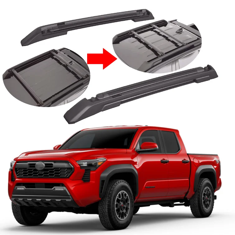 Portaequipajes superior ajustable, rieles laterales cruzados, carril de techo de aluminio para coche, apto para Tacoma 2024 2025, tienda de cabina doble, accesorios exteriores