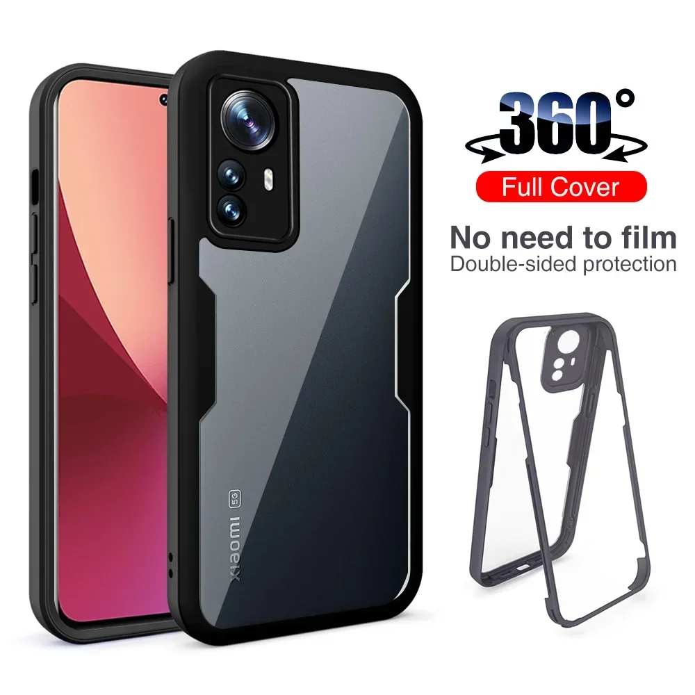 Custodia protettiva per telefono trasparente HD con protezione a schermo intero 360 per Xiaomi 14 Pro Ultra 13 13T 12T 11 Lite POCO X6 X5 F5 Pro 4G