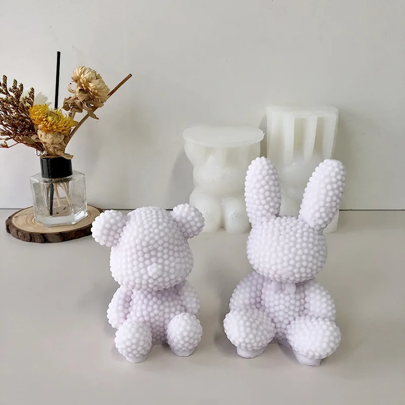 

Crystal Drip Glue Resin Silicone Mold DIY 3D Pearl Bear Rabbit Scented Candle Plaster Ornament Mould Bunny Home Decoration Craft