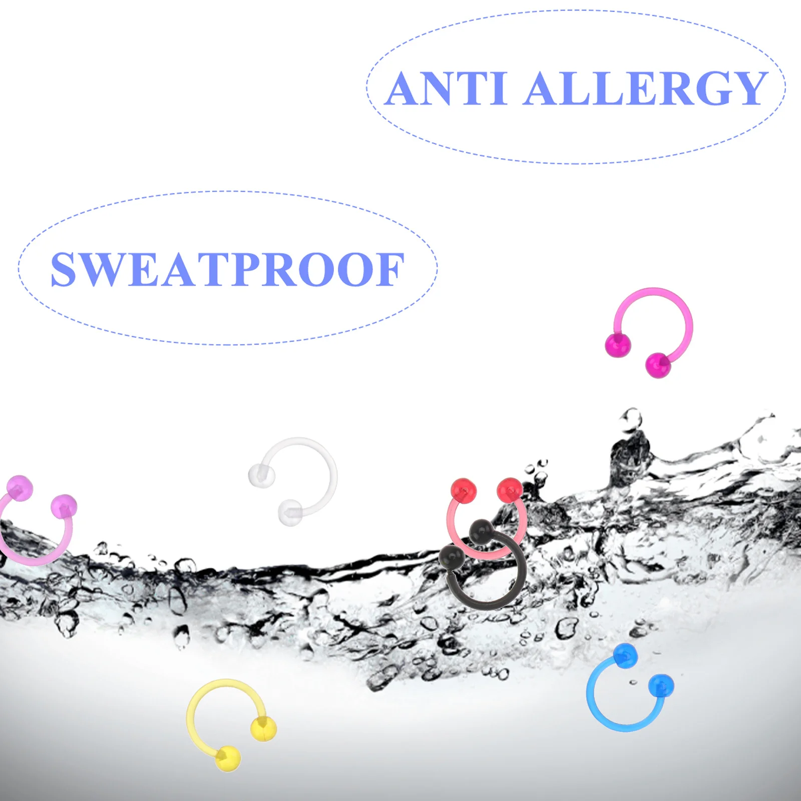 10 قطعة U شكل الأنف الدائري وهمية ثقب الاكريليك الأنف مجوهرات لأداء السفر حفلة مجوهرات للجسم اكسسوارات