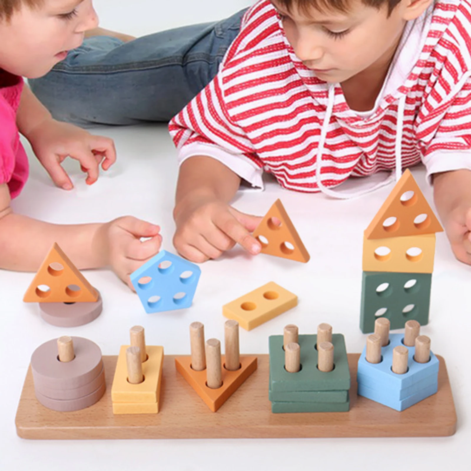 Trieur de formes et empileur de documents, jouets en bois Montessori, jouets de tri et d'empilage pour bébés garçons et filles, tout-petits de 18 mois et plus