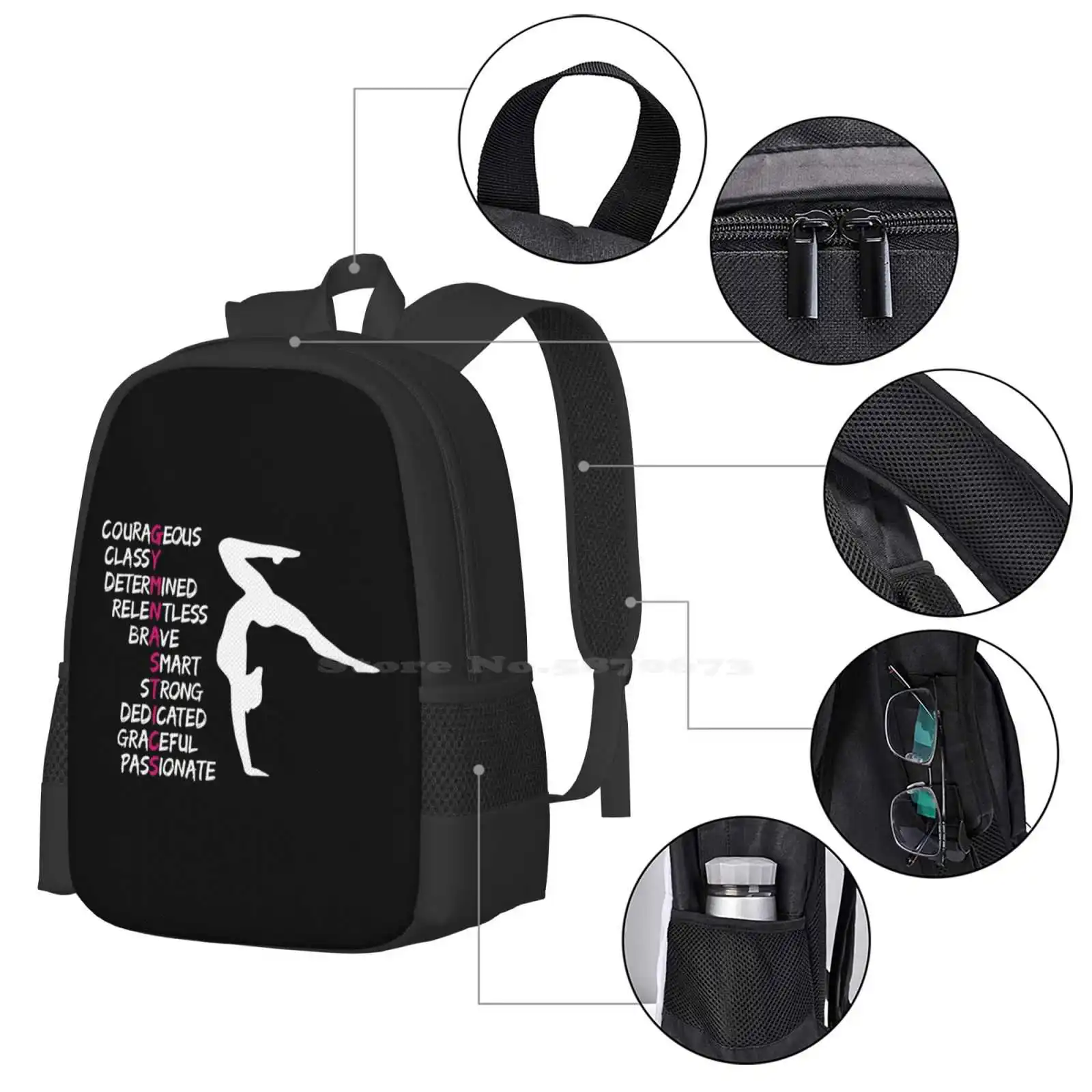 Gymnastics, Gymnast And Motivational Text Hot Sale Schoolbag Backpack Fashion Bags Do Gymnastics Artistics Rhythmic Sports