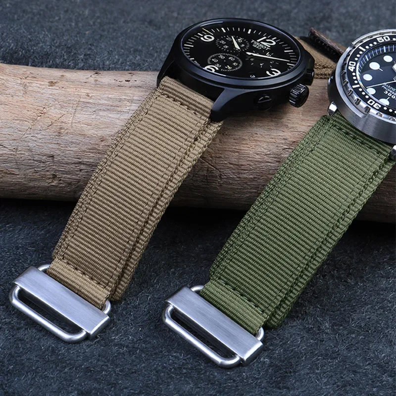 For Tudor Seiko Breitling Panerai Breathable Durable Outdoor Comfortable Nylon Canvas Hook and Loop Fastener Watch Strap 22 24mm