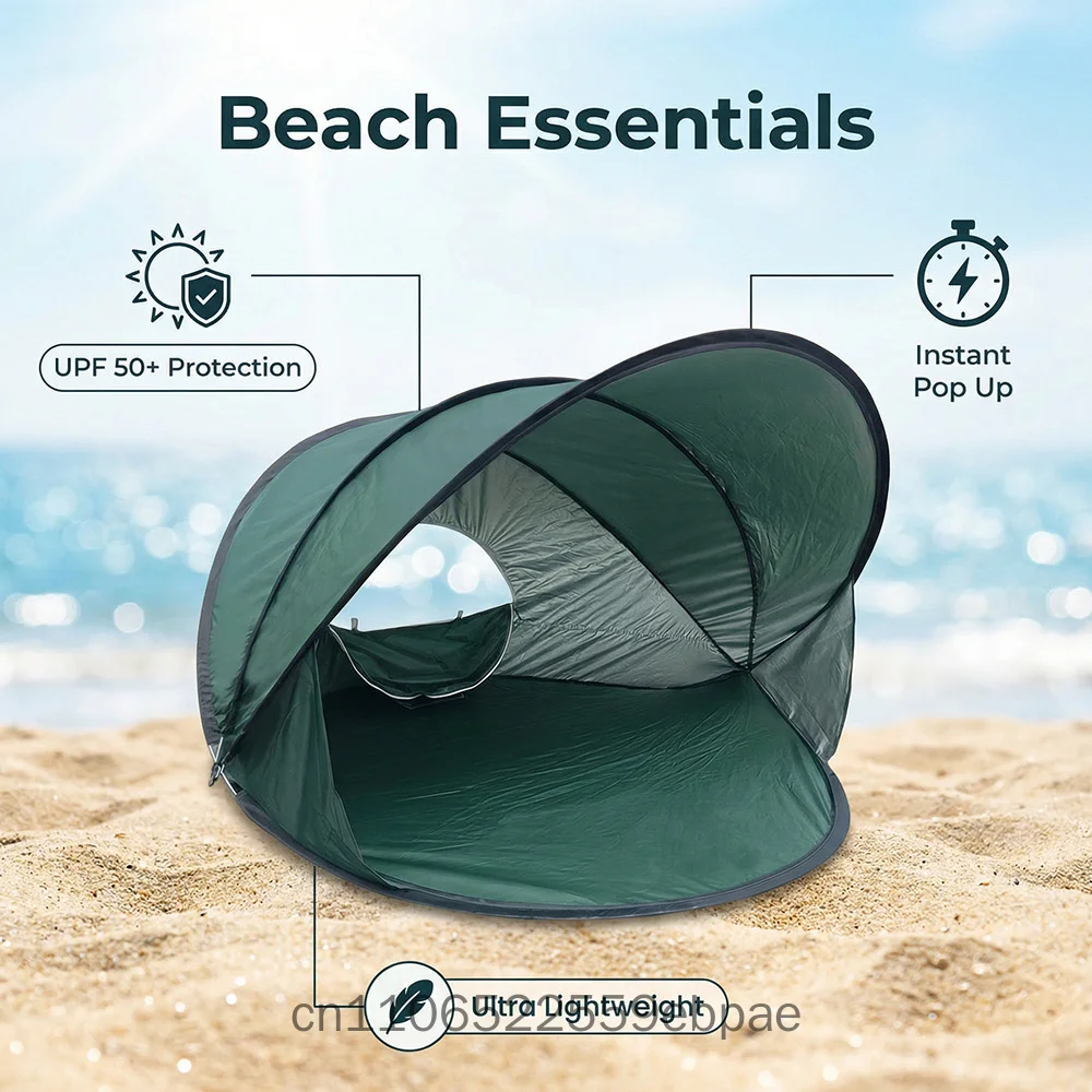 Quick Open Beach Lawn Tent Sun Protection Windproof Easy Fold Portable Outdoor Camping Picnic Backpacking Travel Fish view 4