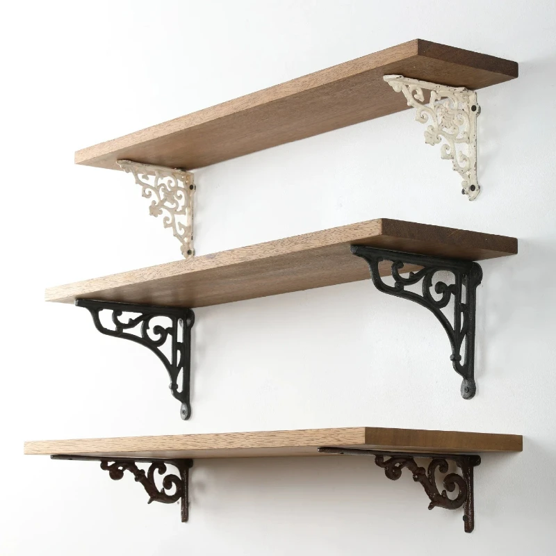 Vintage Distressed Cast Iron Shelf Bracket Triangle Mount Hardware Rack Wall Board Bearing Holder Home Retro Decor Accessory