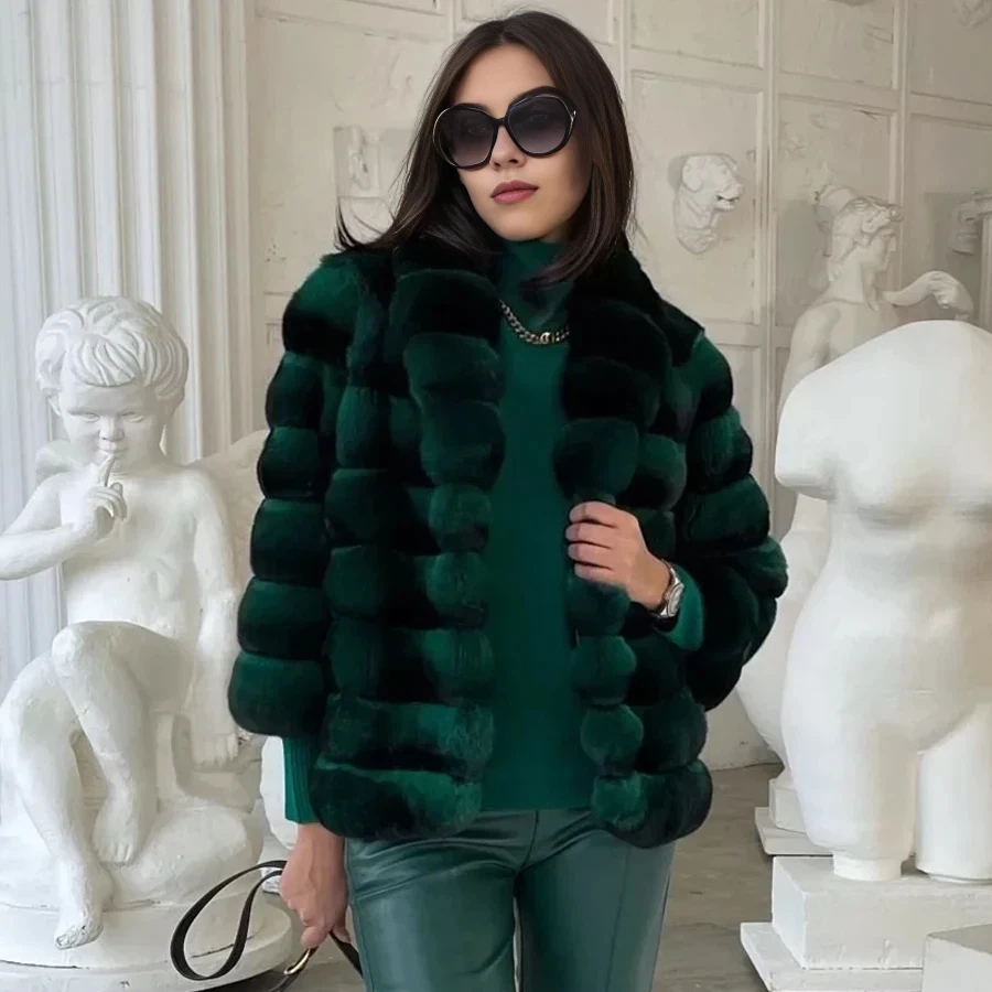 

Зимняя шуба из меха шиншиллы для женщин, шуба из меха кролика рекс, натуральная меховая зимняя куртка, короткая меховая шуба для женщин