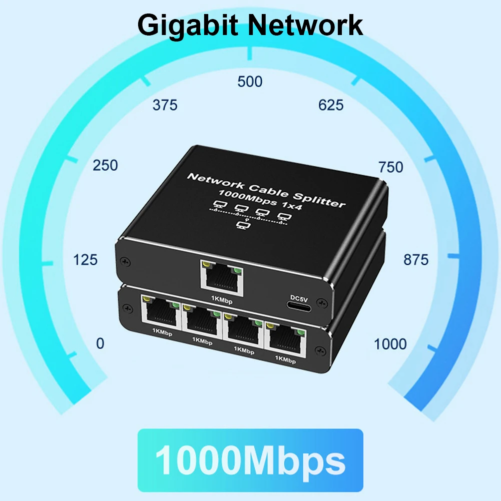 1 إلى 4 جيجابت إيثرنت الفاصل 4 أجهزة في وقت واحد الشبكات 1000Mbps شبكة موصل الفاصل محور لكابل Cat6/7/8