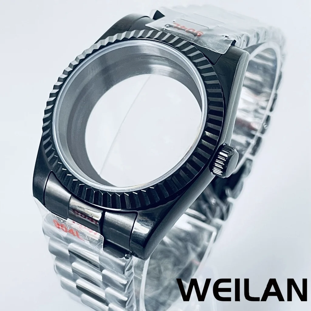 36 mm 40 mm kast met presidentiële armband, saffierglas kristal geschikt voor NH34, NH35, NH36, NH70, NH72, ETA 2824,PT5000