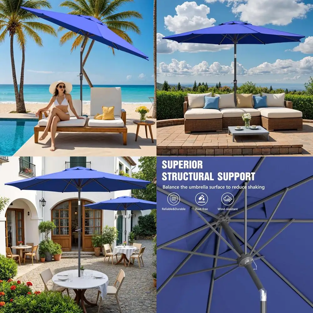 

Зонт для патио с кнопкой наклона и ручкой, 8 спиц, уличный зонт для стола