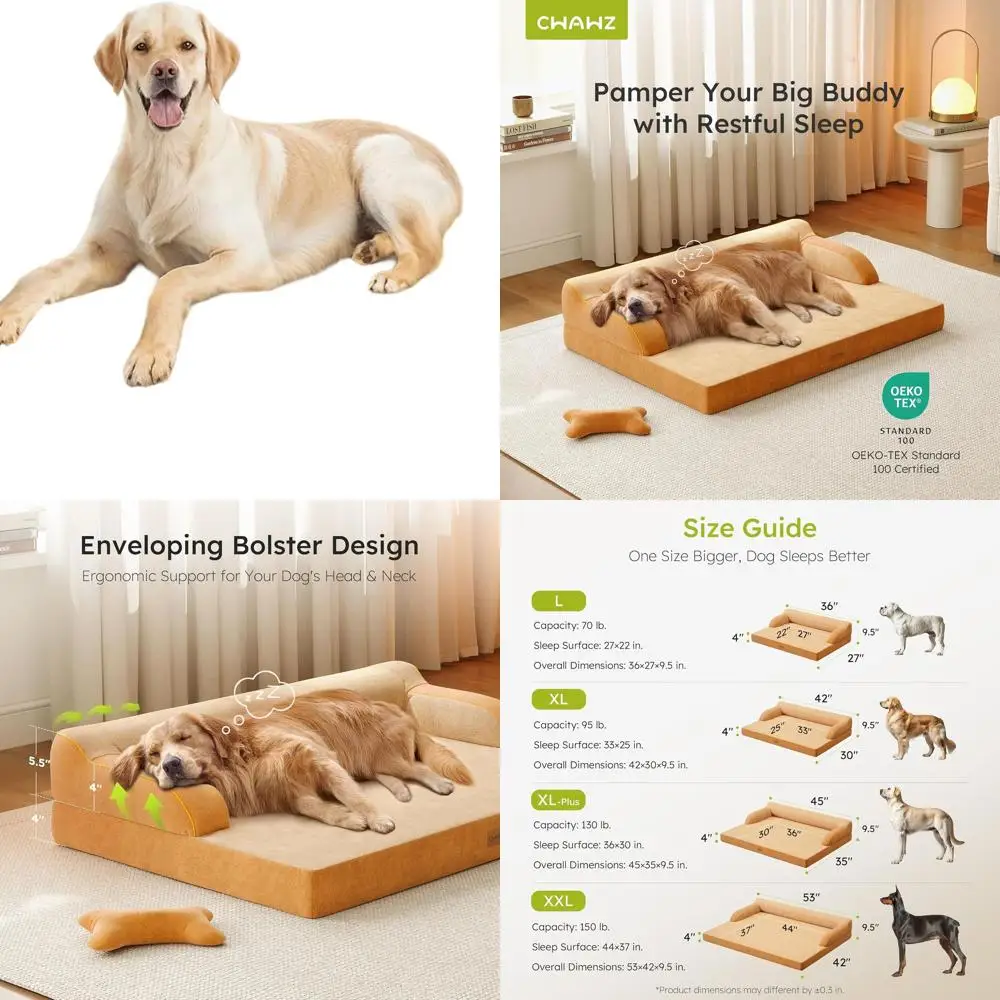 

Large Orthopedic Dog Bed with Cooling Memory Foam, Washable Cover, Nonslip & Waterproof, Ideal for XL Dogs, Brown