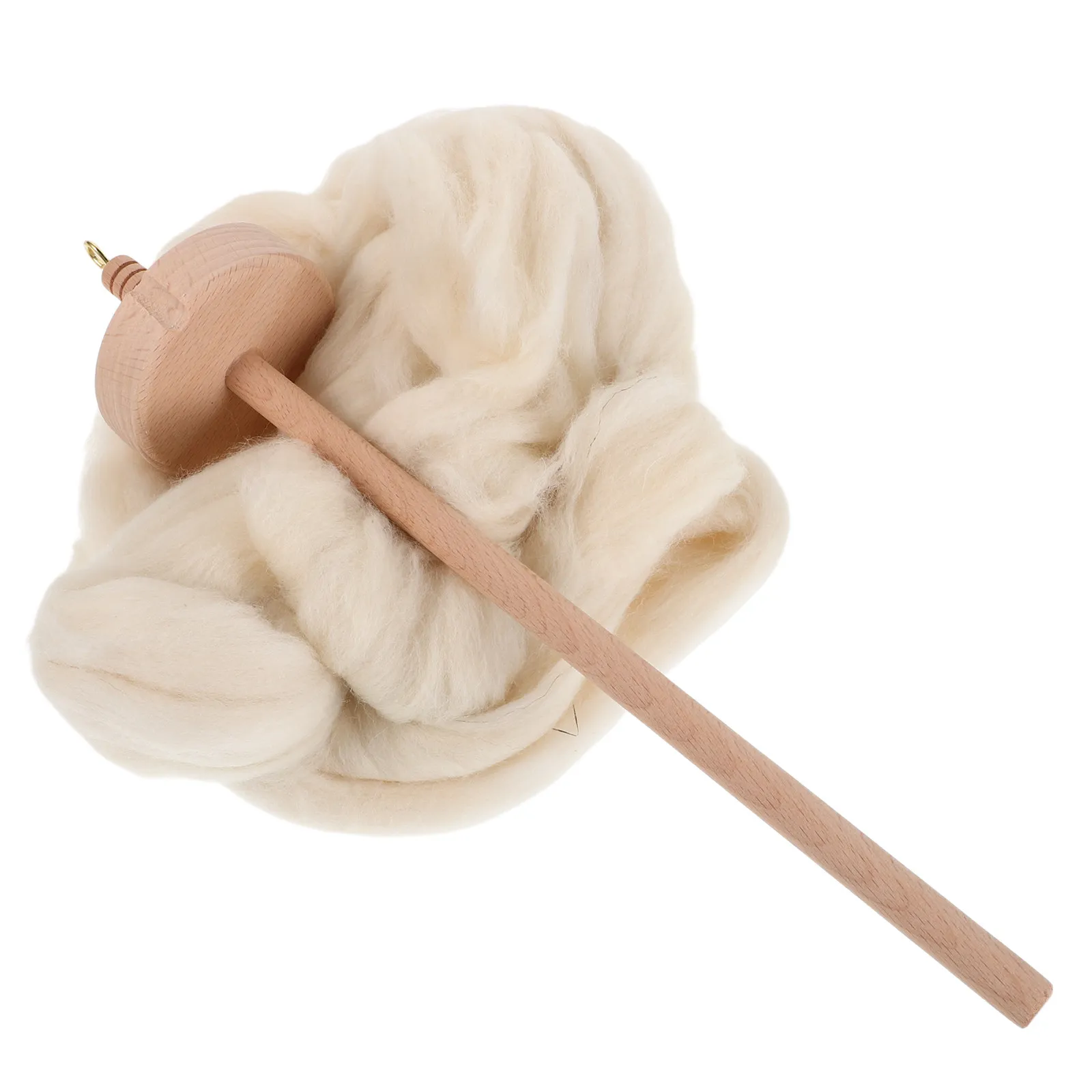 1Set Ergonomic Wooden Drop Spindle Top 12.58inch for Wool Spinning Hand Knitting Yarn Crafting Weaving Tool Kit Thread Storage