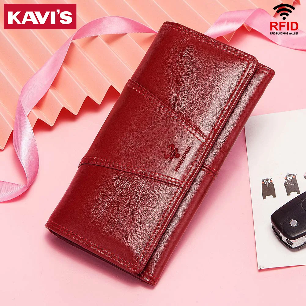 Fashionable Women's Long Wallet Genuine Leather Clutch Purses with Phone Pocket Mutifuctiona Ladies RFID Card Holder Handbags view 6