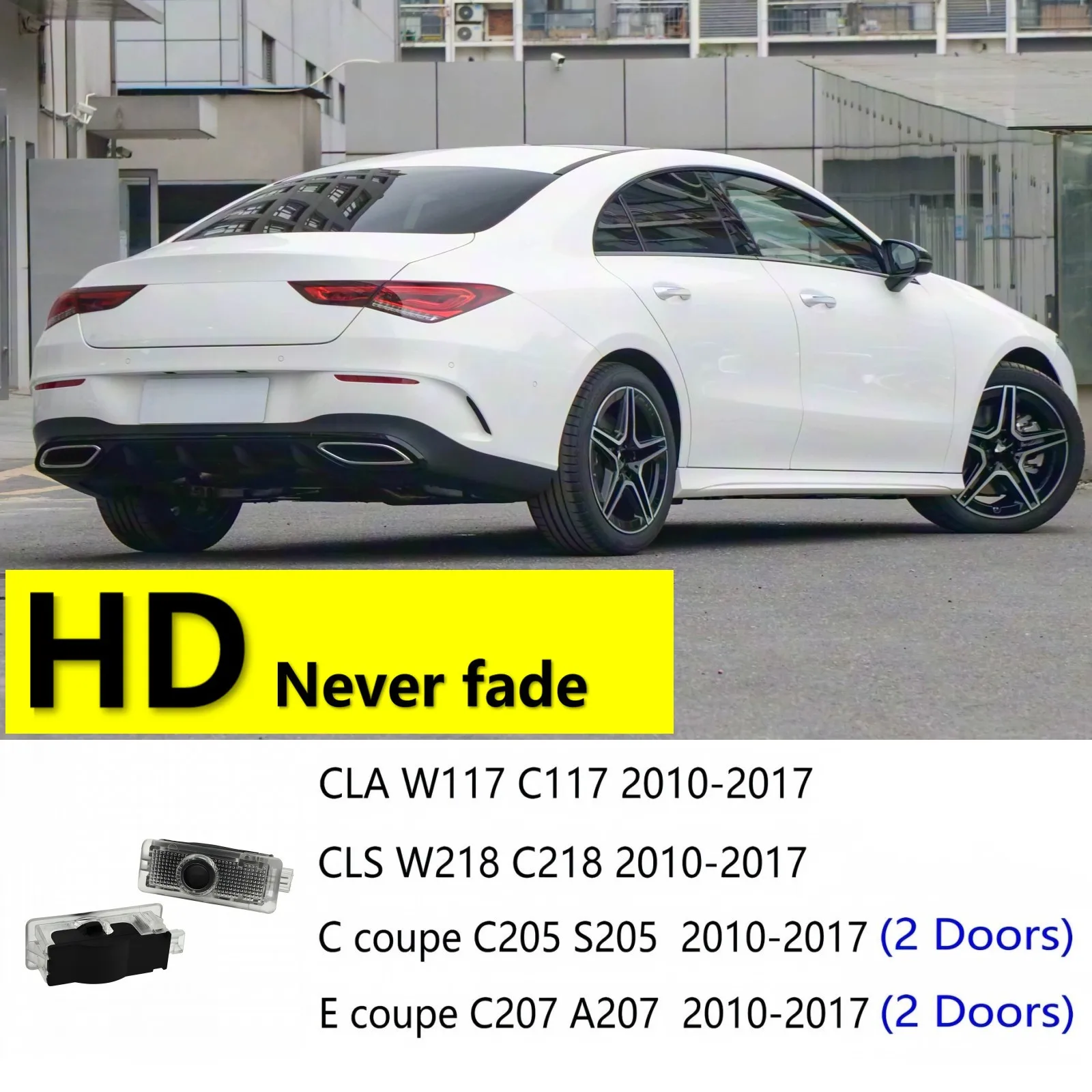 

2 шт. светодиодных проекторов для дверей автомобиля Mercedes Benz, аксессуары HD для CLA, CLS, E, C Coupe, C117, W117, C205, S205, C207, A207, C218