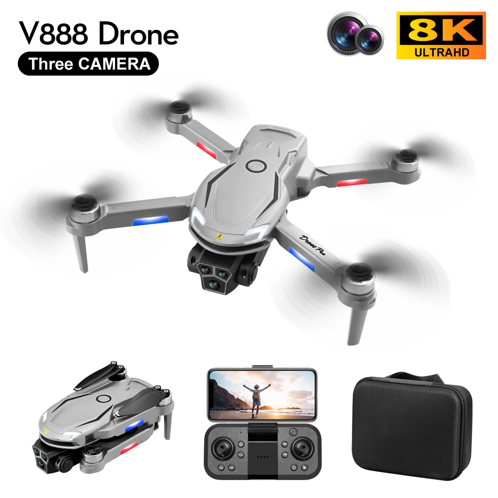 Picture 3: V888 Drone 8K GPS Triple Camera Professional Obstacle Avoidance Optical Flow Positioning Brushless V88 Upgraded RC Quadcopter