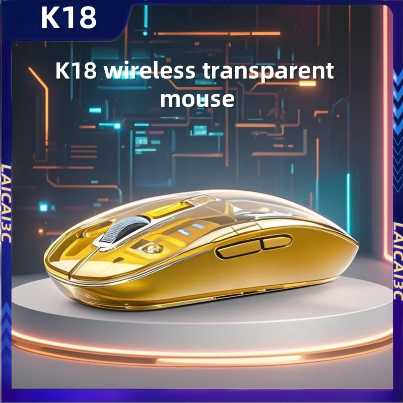 Беспроводные мыши Azzor K18, трехрежимный прозрачный хрустальный корпус, магнитная верхняя крышка, металлическая роликовая кнопка отключения звука, мыши для домашнего офиса