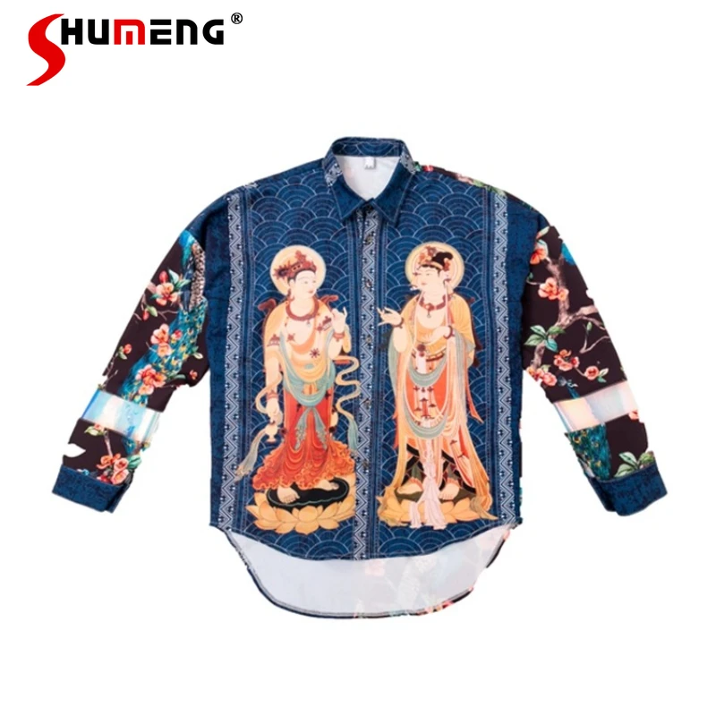 

Fashion Original Design Tops Trend Long-sleeve Lapel Color Matching Chic Shirts Men's 2025 Spring New Retro Loose Comfort Shirts