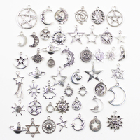 30pcs Charms Star Moon Sun Cloud Planet Mars Antique Silver Color Mixed Pendants DIY Making Findings Tibetan Handmade Jewelry