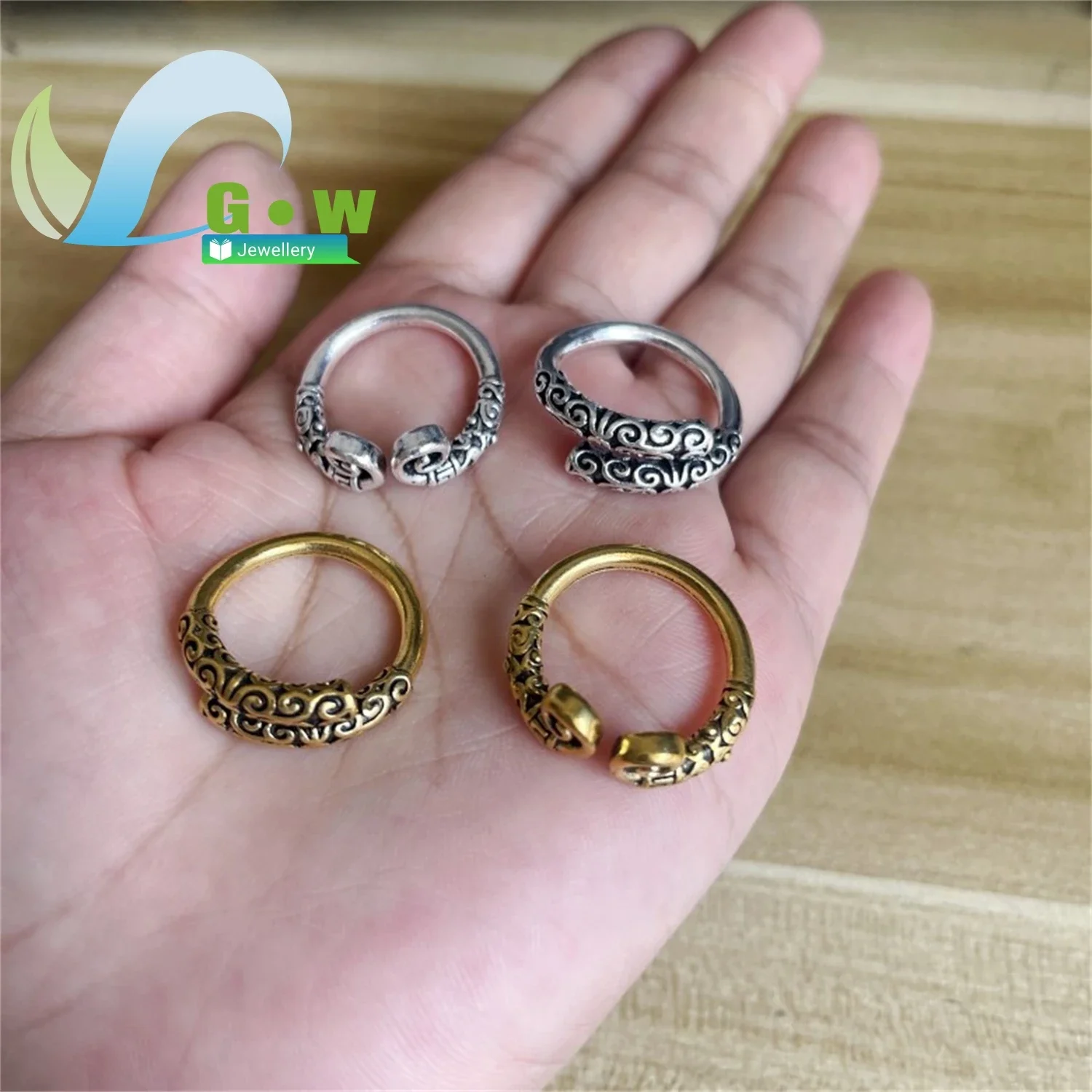 Adjustable Open Gold Hoop Ring Alloy Tight Band Retro Style Mythical Warrior Inspired Couple Ring Unisex Fashion Jewelry Gift
