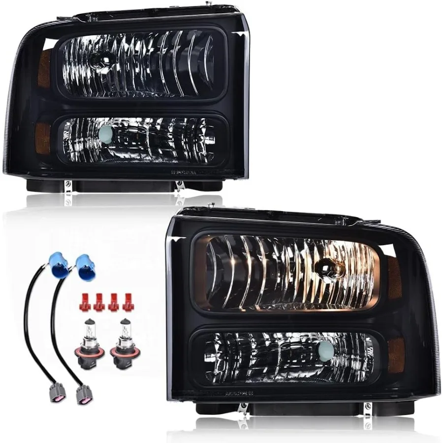 

Фара в сборе, совместимая с F250 F350 F450 F550 Super Duty 1999-2004, подходит для Excursion 2000-2004, дымовая линза, черная