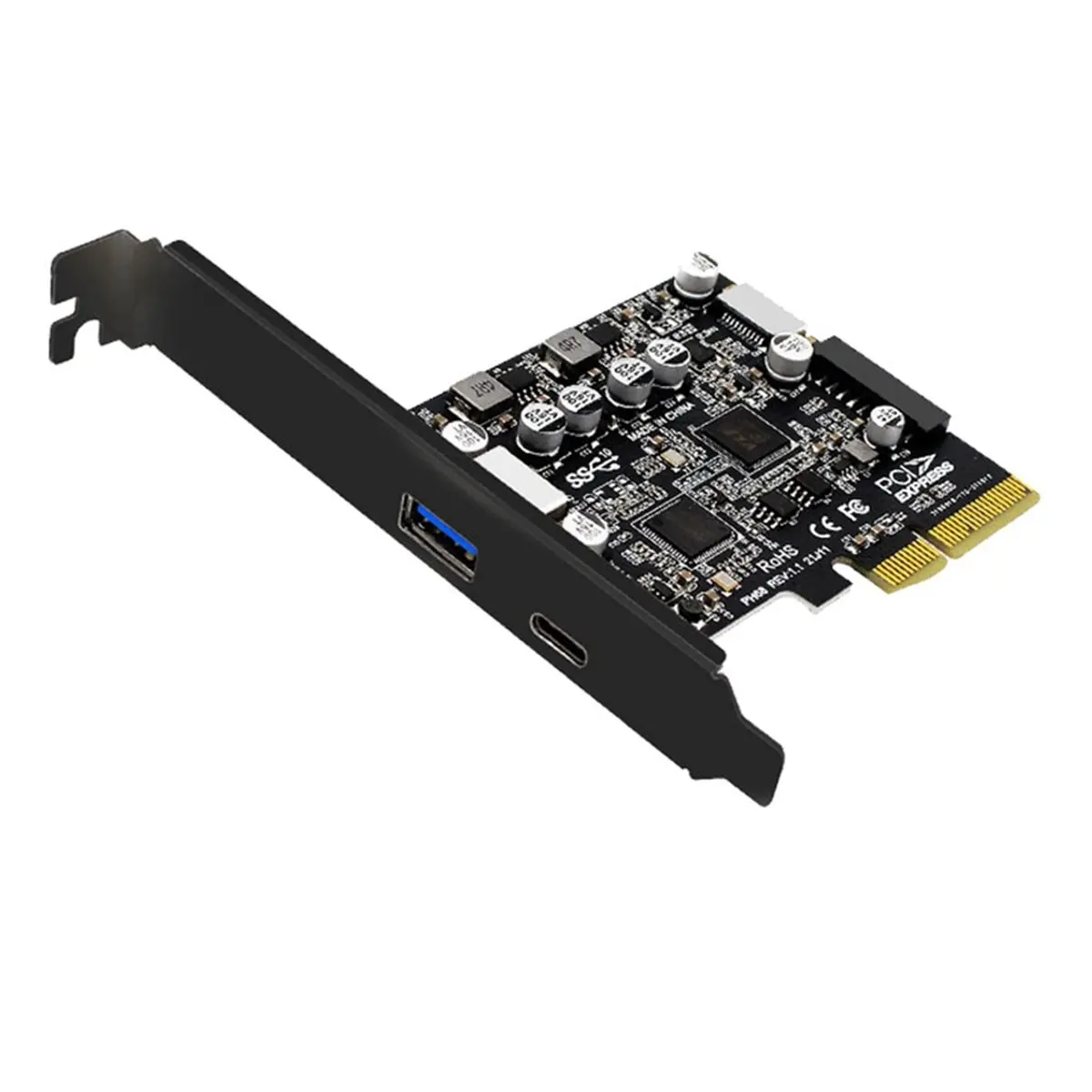 

10Gbps PCIe to USB 3.2 Gen 2 Hub Card 4Port Desktop Adapter for Type-A/C Power, UASP Support for PC Expansion