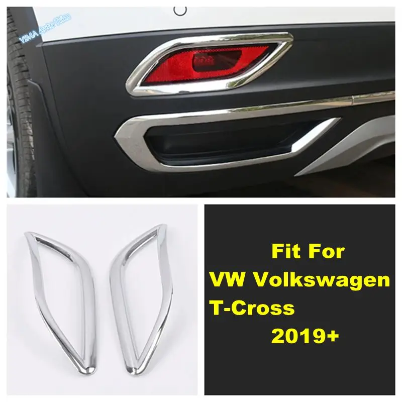 For VW Volkswagen T-Cross 2019 - 2023 Rear Bumper Fog Lights Foglight Lamp Cover Trim Protect Car Styling ABS Chrome Accessories