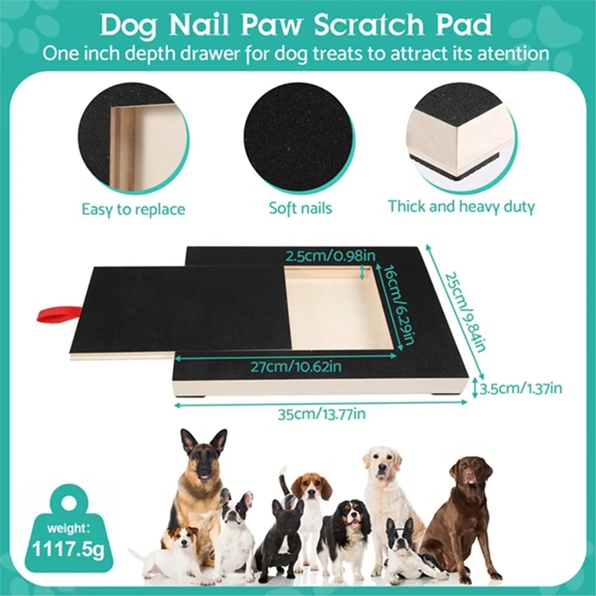 828 Mega Sale Dog Claws Scratching Board Scratching Board for Dogs with Treat Box Square Stress-Free Dog Nail Scratch Board