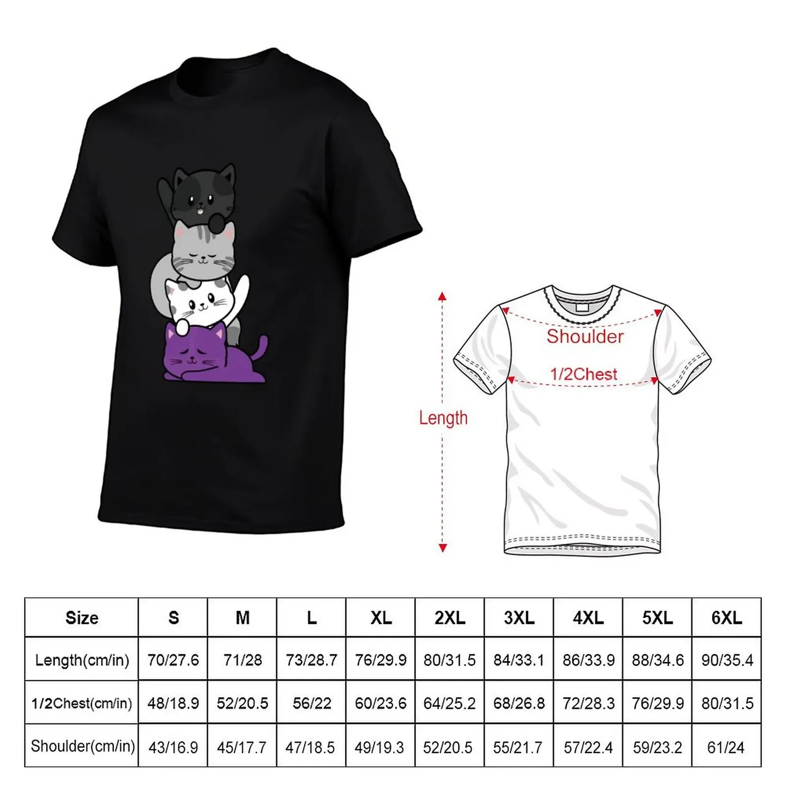 Asexual Kawaii Cat LGBTQ Ace Pride Flag kittens T-Shirt Aesthetic clothing vintage graphic tee quick-drying mens white t shirts