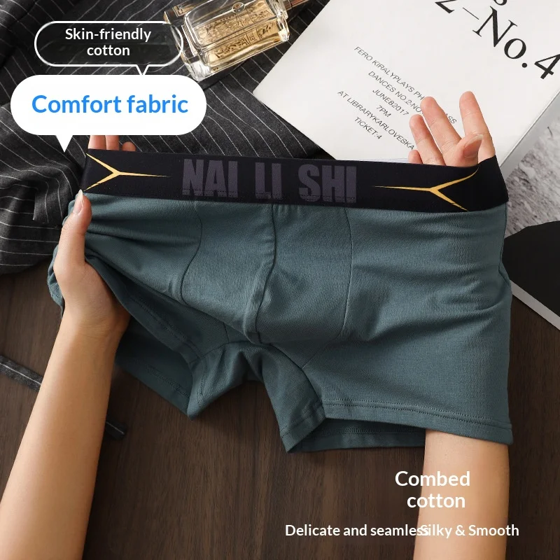 New Arrival American-Style Men's Underwear 100% Cotton Antibacterial Men's Boxer Briefs Breathable Comfort Mid-Rise Briefs