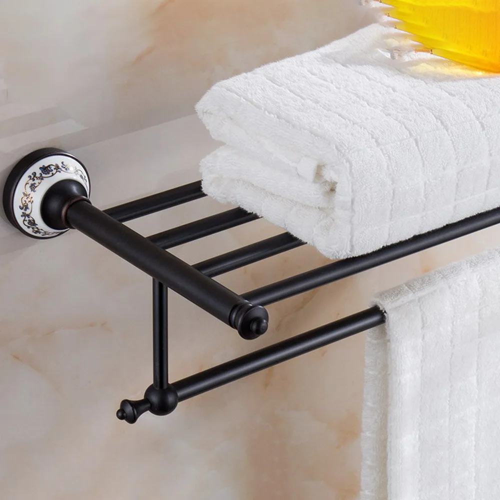 Wall Mounted Black Oil Rubbed Antique Brass Bathroom Large Towel Rail Towel Bar Holder Shelf Bathroom Accessory mba063