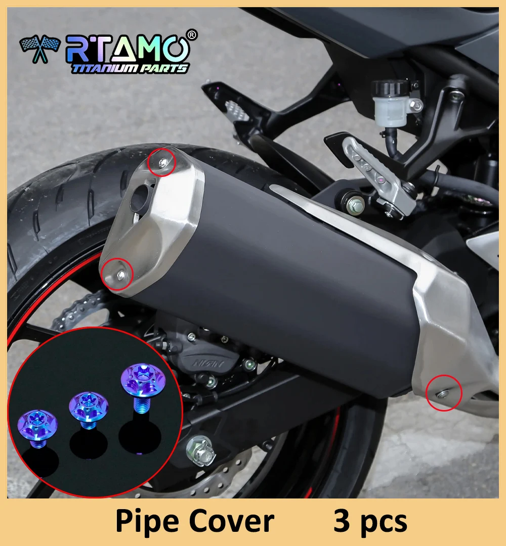 RTAMO Gr5 Titanium Blot Nut Swingarm Cover Pipe Bolt Rear Caliper Brake Disc Screw Sprocket Nut for Kawasaki Ninja400