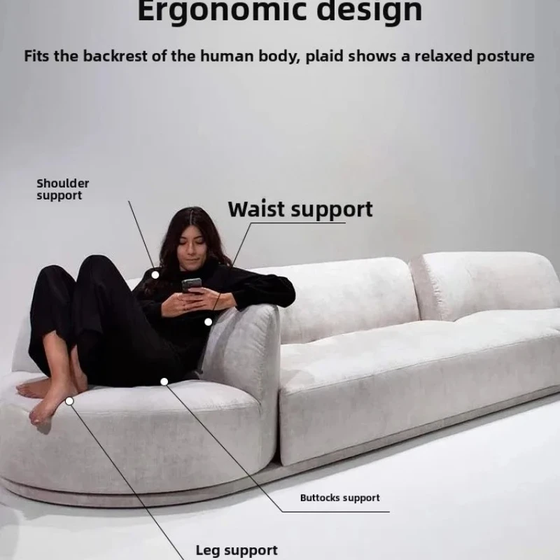 minimalist living room straight row three-person fabric rotating sofa