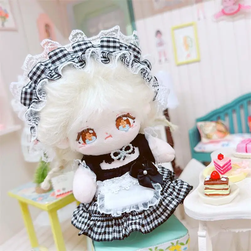 10CM Doll Clothes Fashion Suspenders Lace Princess Dress With Black Trim Plush Toys Clothes 12BJD Dolls Accessories Kids Toys