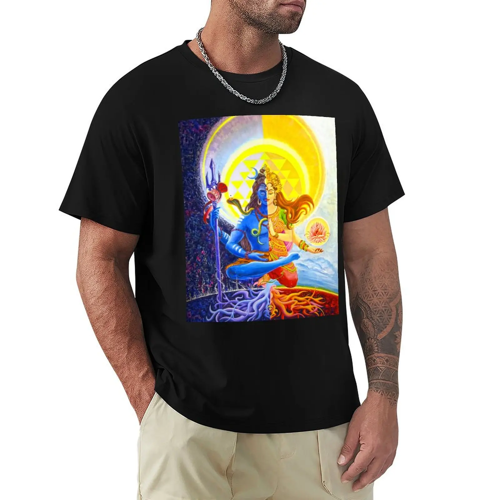 

Ardhanarishvara Shiva Shakti God Goddess Halfman HalfWoman T-Shirt anime clothes graphic t shirt vintage blanks t shirt men