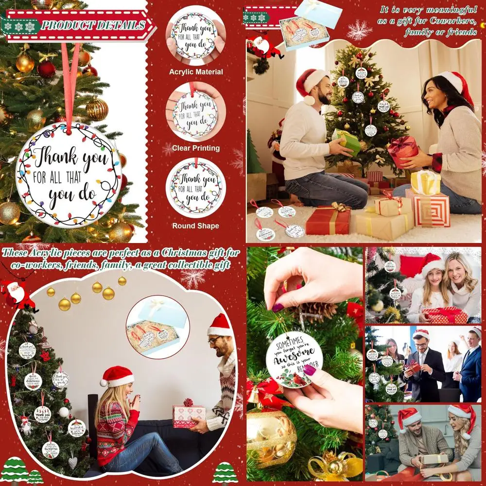 

Набор рождественских украшений из 48 предметов для оценки команды, керамические елочные украшения с веревкой для подарков на Рождество и День Благодарения