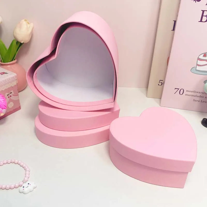 

3PCS Pink Gift Box Wrapping with Lids for Presents Stackable Love Gift Box Valentine's Day Wedding Birthday Easter Gift Boxes
