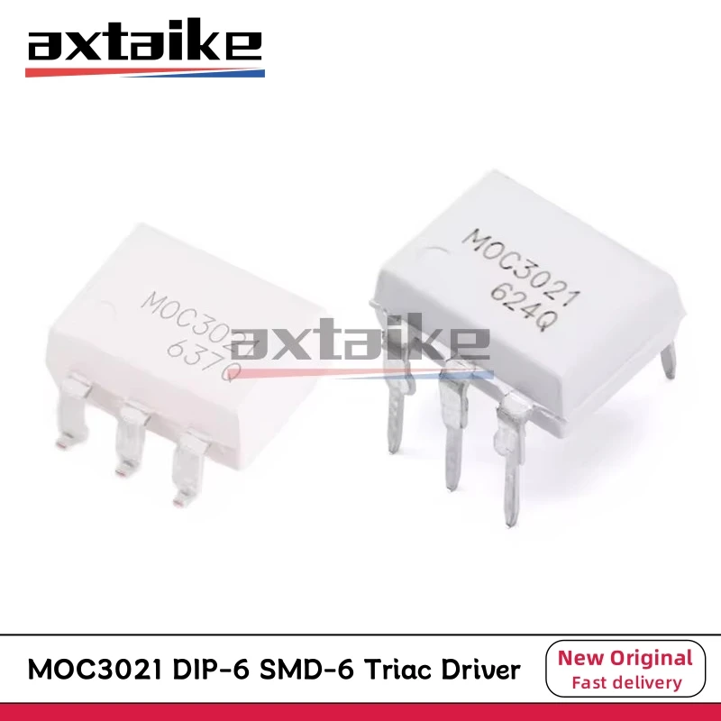 10PCS MOC3021 DIP-6 SMD-6 MOC3021M MOC3021SR2M Random Phase Triac Driver Output Optocoupler White IC