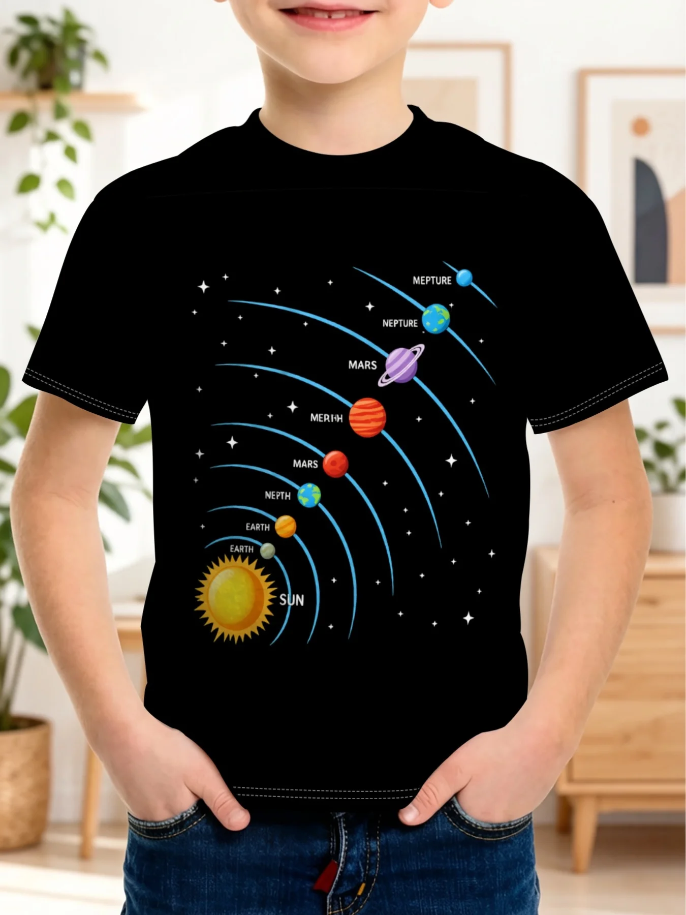 1Pc‑Boys‑3D‑Solar‑System‑Planets‑Print‑Breathable‑Crew‑Neck‑Short‑Sleeve‑Summer‑Outdoor‑Sport‑T‑Shirt