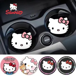 Sanurgente Hello Kitty Cartoon Car Cup, Cowijk, Polymères coordonnants, Silicone, Sous-tasse, Décoration intérieure, Cadeaux pour petite amie, 2 pièces