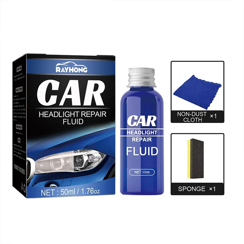 1set Universal Car Headlight Cleaning Sets Auto Headlamps Remove Yellow Polishing Coating Kit Car Washing Accessories 10/30/50ML