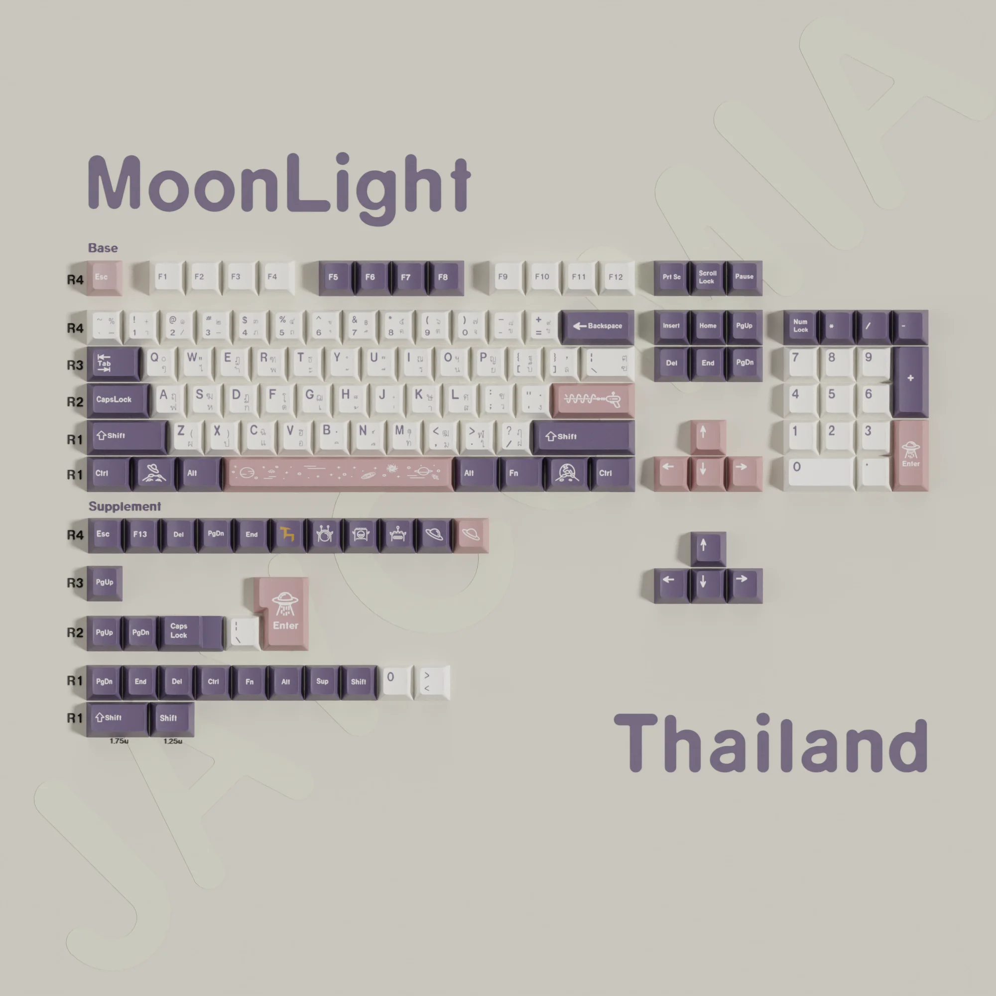 MoonLight Keycaps Dye Sub Cherry Duits Koreaans Spaans Arabisch Frans Russisch ISO ANSI Grote set sleutelkappen voor mechanisch toetsenbord