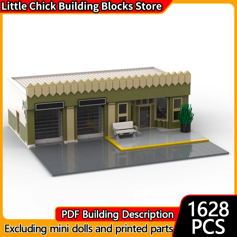 

Модель City Street View MOC, строительные кирпичи, городской центр, гараж, модульная технология, детские праздничные подарки, сборные игрушки, костюм